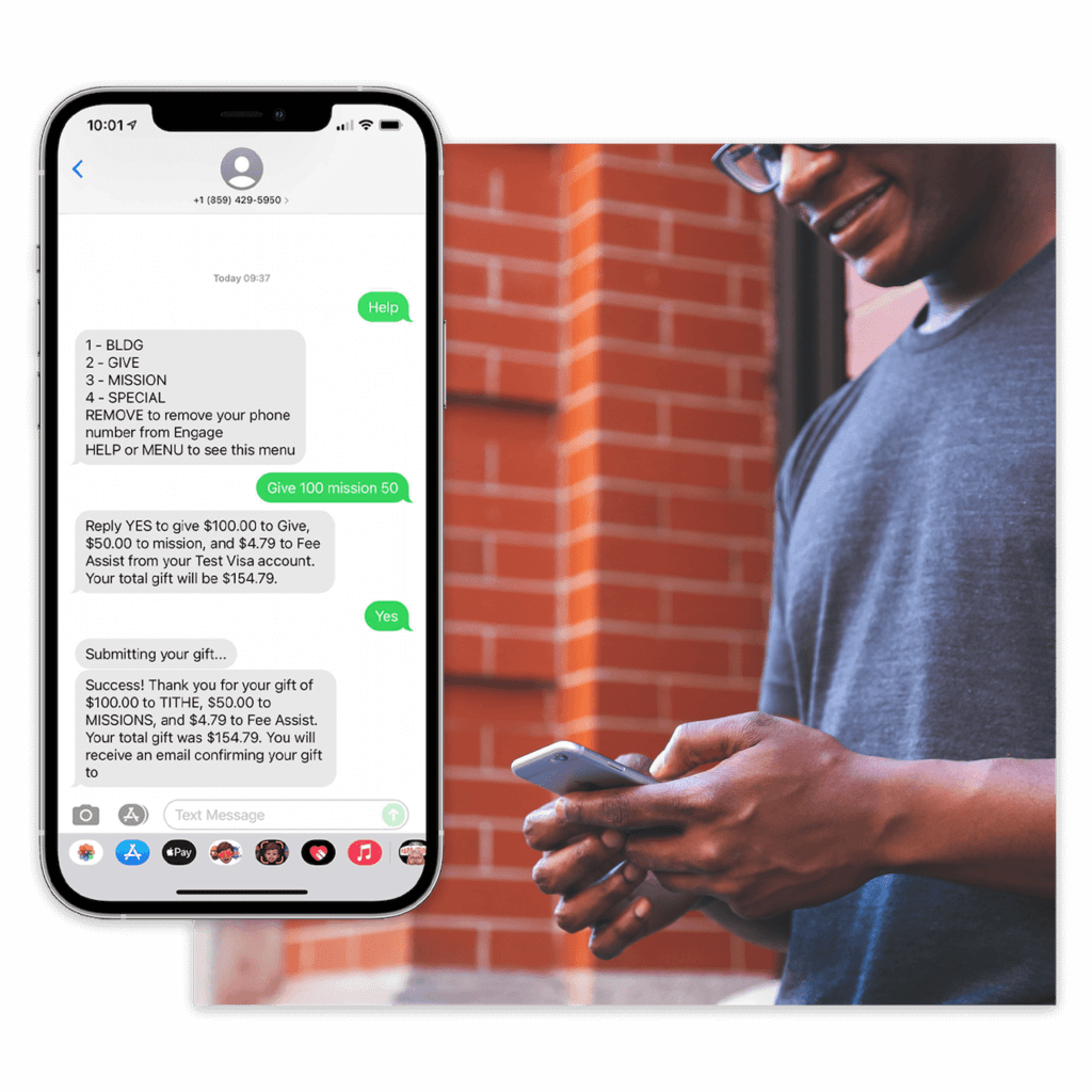 cdm+ text giving mobile device